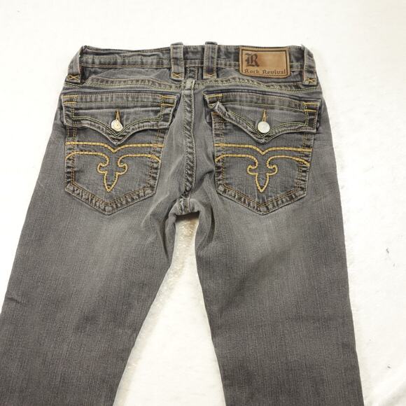 Rock Revival Jeans Mens 32x34 Black Slim Evan Alt Straight Distressed Faded - Picture 1 of 13